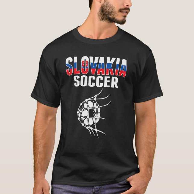 Slovakia Soccer Ball In Net  Slovak Football Suppo T-Shirt (Front)