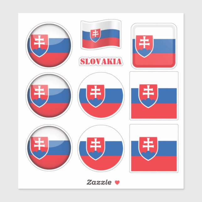 Slovakia stickers & Slovakia Flag Heart /sports (Sheet)