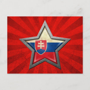 Slovakian Flag Star with Rays of Light Postcard