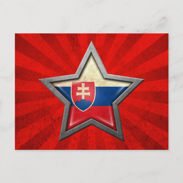 Slovakian Flag Star with Rays of Light Postcard (Front)