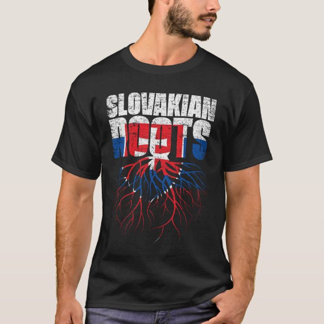 Slovakian Roots Slovakia Heritage Flag T-Shirt (Front)