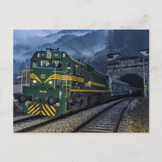 Slovenia / Austria: Diesel at border tunell. Postcard (Front)