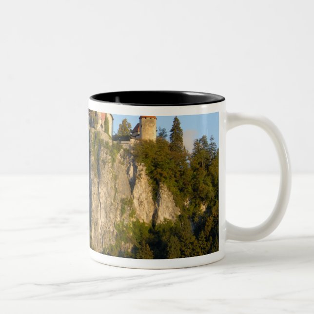 Slovenia, Bled, Lake Bled, Bled Castle on Two-Tone Coffee Mug (Right)