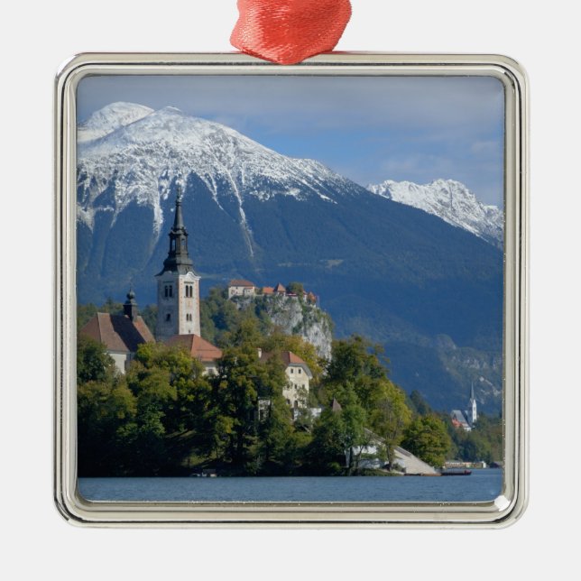 Slovenia, Bled, Lake Bled, Bled Island, Bled Metal Tree Decoration (Front)