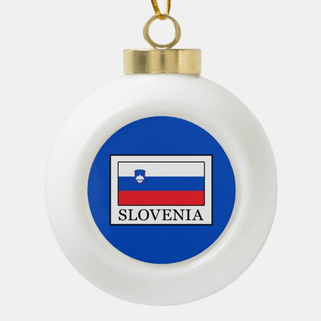 Slovenia Ceramic Ball Christmas Ornament (Front)