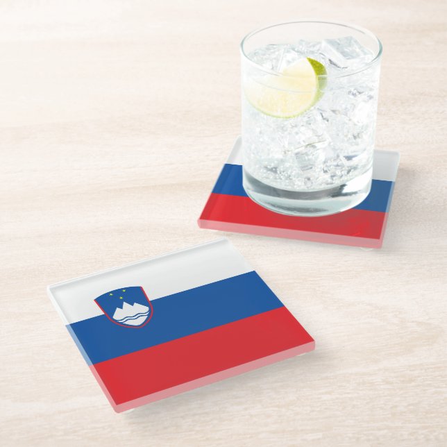 Slovenia flag glass coaster (Angled)