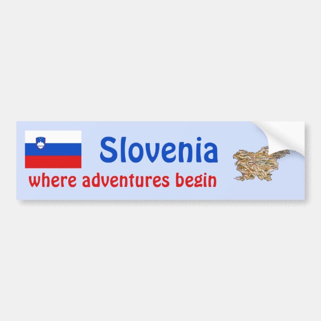 Slovenia Flag + Map Bumper Sticker (Front)