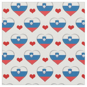 Slovenia Flag & Red Heart fashion Fabric /Slovenia