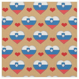 Slovenia Flag & Red Heart fashion Fabric /Slovenia