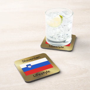 Slovenia Flag+Text Coaster