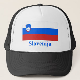 Slovenia Flag with Name in Slovenian Trucker Hat