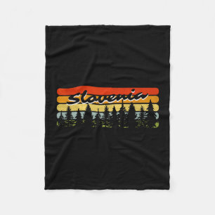 Slovenia Forest Sunset Trees Cabin Vacation Souven Fleece Blanket