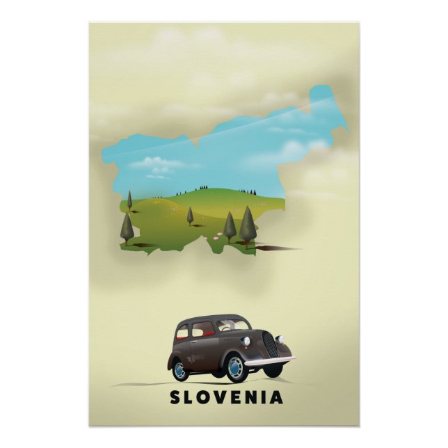 Slovenia Illustrated map travel poster (Front)