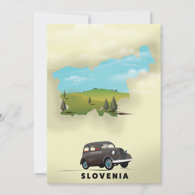 Slovenia Illustrated map travel poster Invitation (Front)