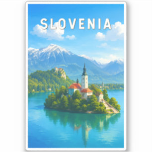 Slovenia Illustration Travel Art Vintage