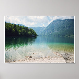 Slovenia Mountains and Lake Bohinj Landscape Photo Poster
