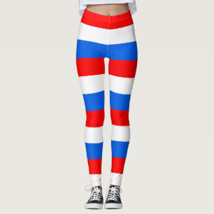 Slovenia National Flag Colours Horizontal Striped Leggings