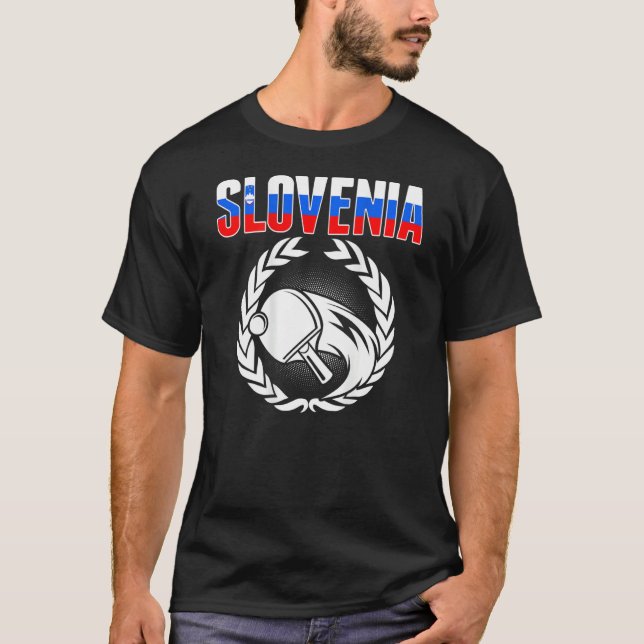 Slovenia Ping Pong  Slovenian Table Tennis Support T-Shirt (Front)