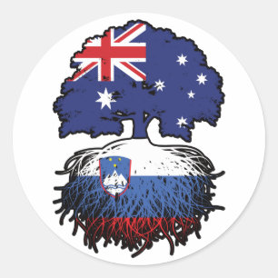 Slovenia Slovenian Australian Australia Tree Roots Classic Round Sticker