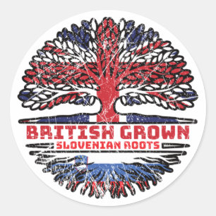 Slovenia Slovenian British UK Tree Roots Flag Classic Round Sticker