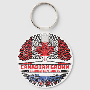 Slovenia Slovenian Canadian Canada Tree Roots Flag Key Ring