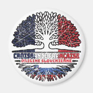 Slovenia Slovenian  French France Tree Roots Flag Magnet