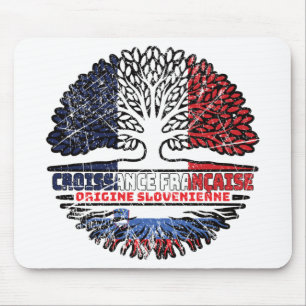 Slovenia Slovenian French France Tree Roots Flag Mouse Pad