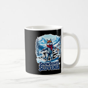 Slovenia Snowboarding Wolf With Mountains Coffee Mug