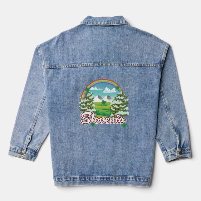 Slovenia Travel logo Denim Jacket (Back)