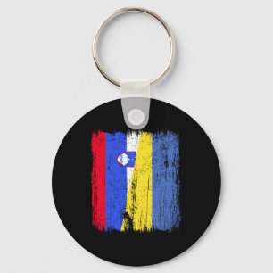 Slovenia Ukraine Half Flag Slovenian Ukrainian Her Key Ring