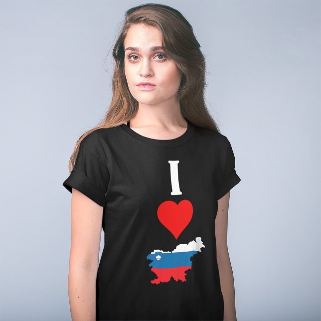 Slovenia Vertical I Love Slovenian Flag Map Womens T-Shirt (Creator Uploaded)