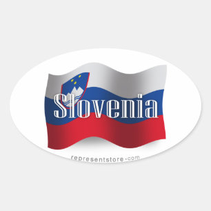 Slovenia Waving Flag Oval Sticker