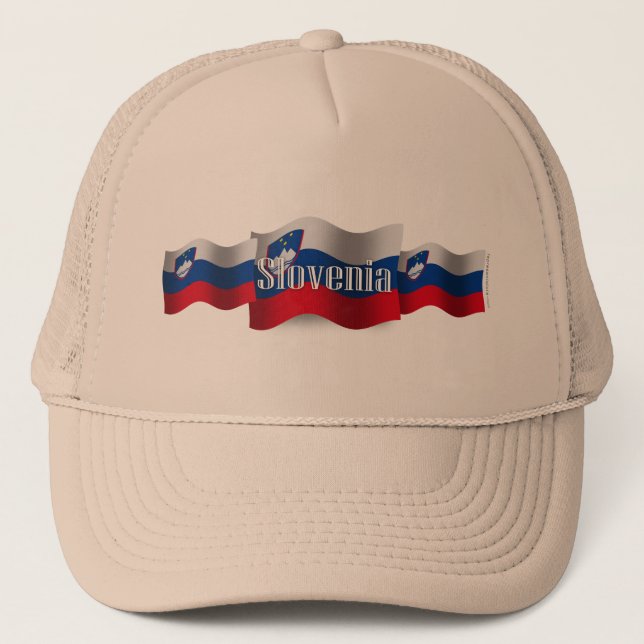 Slovenia Waving Flag Trucker Hat (Front)