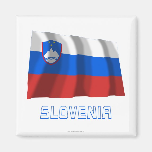 Slovenia Waving Flag with Name Magnet (Front)