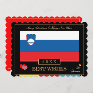 Slovenian Flag & Happy New Year/Best Wishes Holiday Card