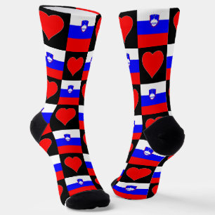 Slovenian Flag Heart Fun Slovenia National Pride Socks