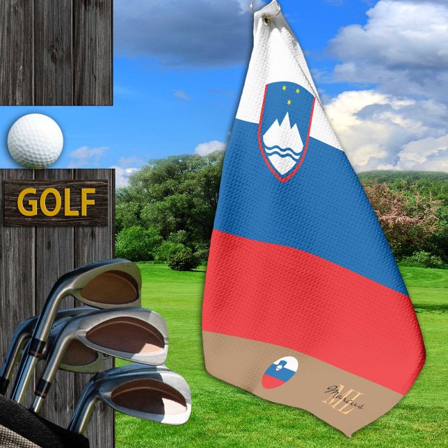 Slovenian flag & Slovenia monogrammed / Golf Towel (Creator Uploaded)