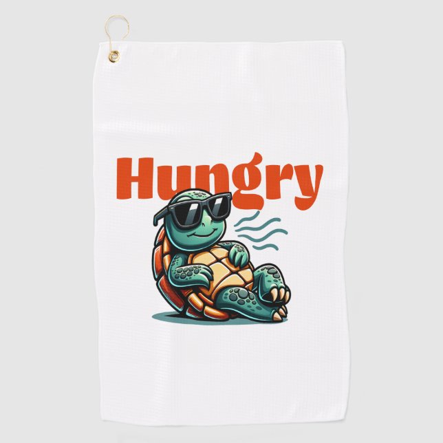 Slow and Hungry – Cool Turtle Golf Towel (Front)