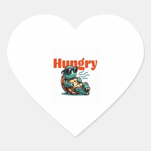 Slow and Hungry – Cool Turtle Heart Sticker (Front)