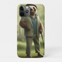 "Slow and Steady: A Sloth Dressed for Golf