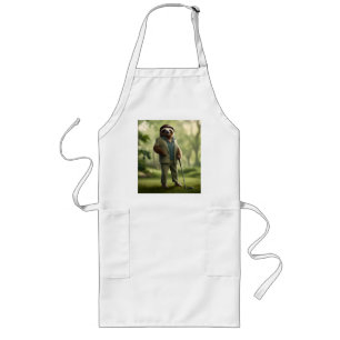 "Slow and Steady: A Sloth Dressed for Golf Long Apron
