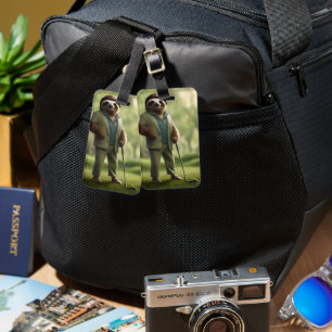 "Slow and Steady: A Sloth Dressed for Golf  Luggage Tag