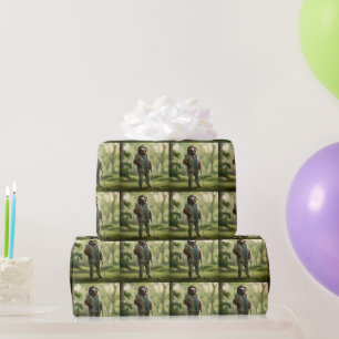 "Slow and Steady: A Sloth Dressed for Golf Wrapping Paper