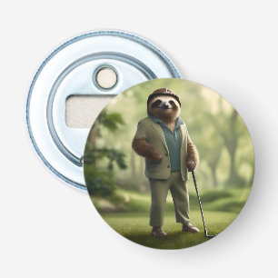 "Slow and Steady: A Sloth Is Dressed for Golf Bottle Opener
