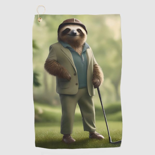 "Slow and Steady: A Sloth Is Dressed for Golf  Golf Towel (Front)