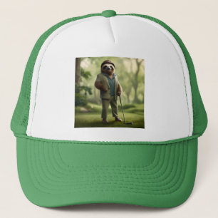 "Slow and Steady: A Sloth Is Dressed for Golf  Trucker Hat