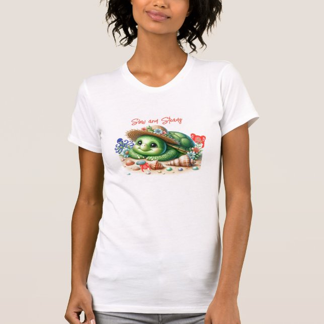 Slow and Steady Coastal Retreat Turtle  T-Shirt (Front)