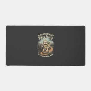 Slow and Steady Hiking Society Funny Sloth Hike Lo Desk Mat