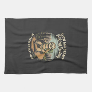 Slow and Steady Hiking Society Funny Sloth Hike Lo Tea Towel