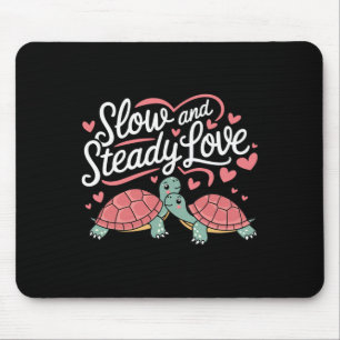 Slow And Steady Love Cute Turtle Couple Lover Vale Mouse Pad